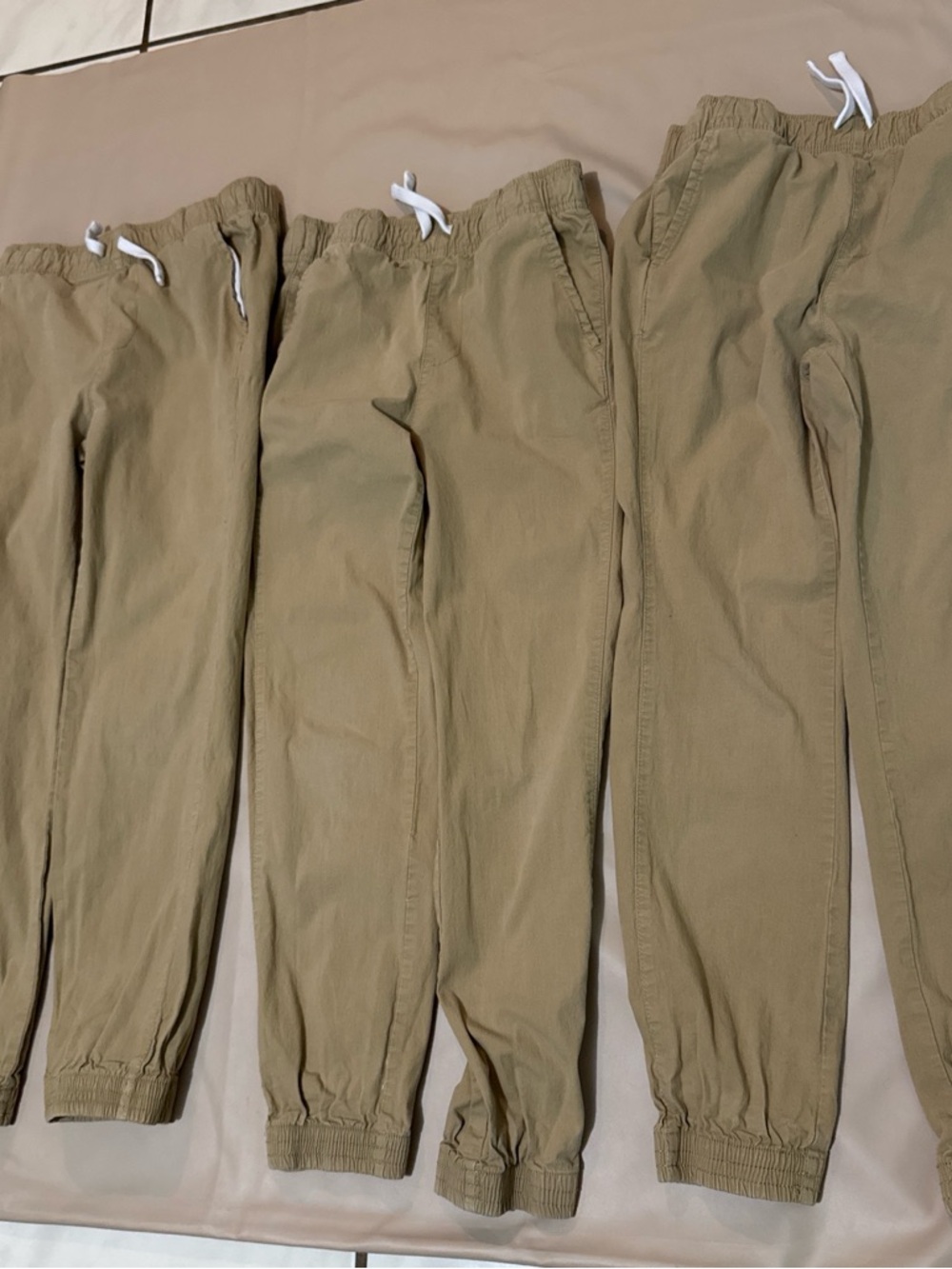 Khaki Drawstring Jogger Pants - Neutral Casual Trousers
